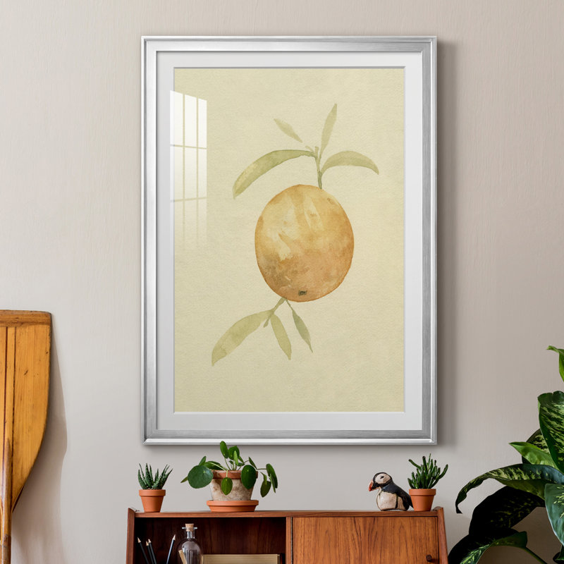 Dappled Oranges III - peinture encadrée, H 36,5 po x l 26,5 po x P 1 po, Cadre argenté
