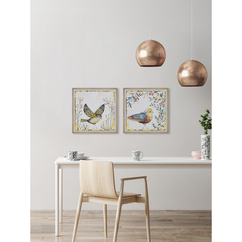 Birds Of Spring by Marmont Hill - 2 Piece Single Picture Frame Painting Set, 45cm H x 90cm W x 3.81cm D