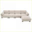 Canapé modulaire moderne en L de 130 po avec table pliante, ports USB, rangement, repose-pieds mobile | Chenille -1443696125