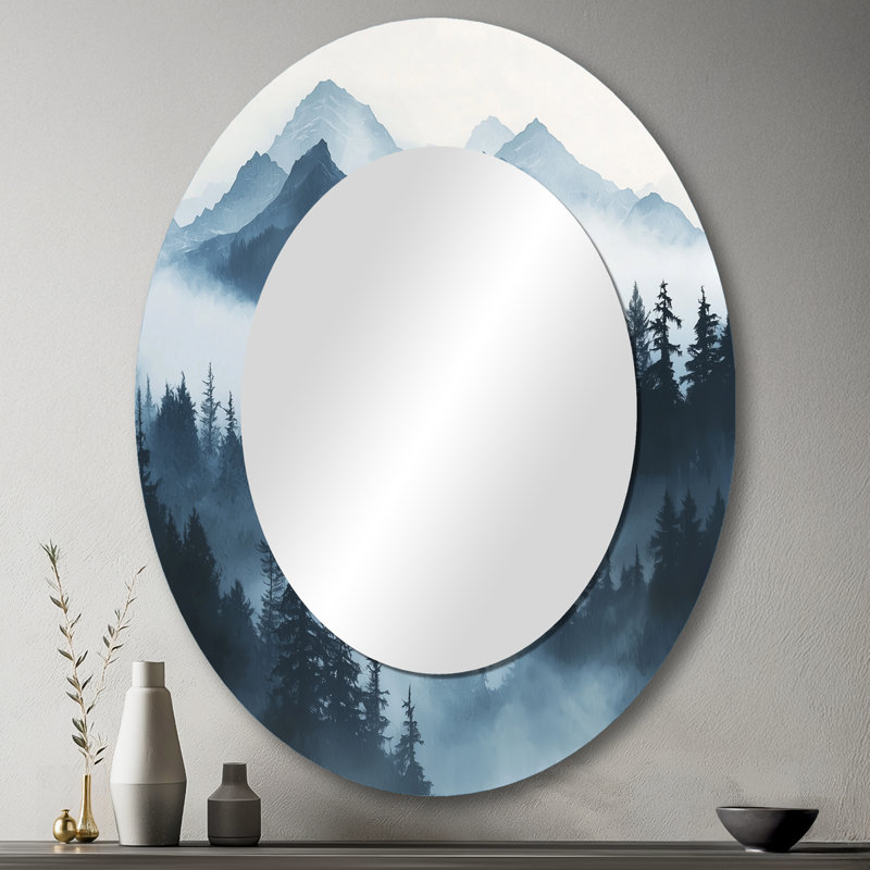 Winter Misty Peaks In The Morning II - Traditional Oval Wall Mirror, 43" x 33"