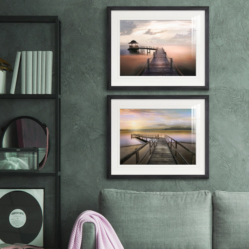 Reproduction de photo sur toile, Papier avec cadre noir, Blanc mat