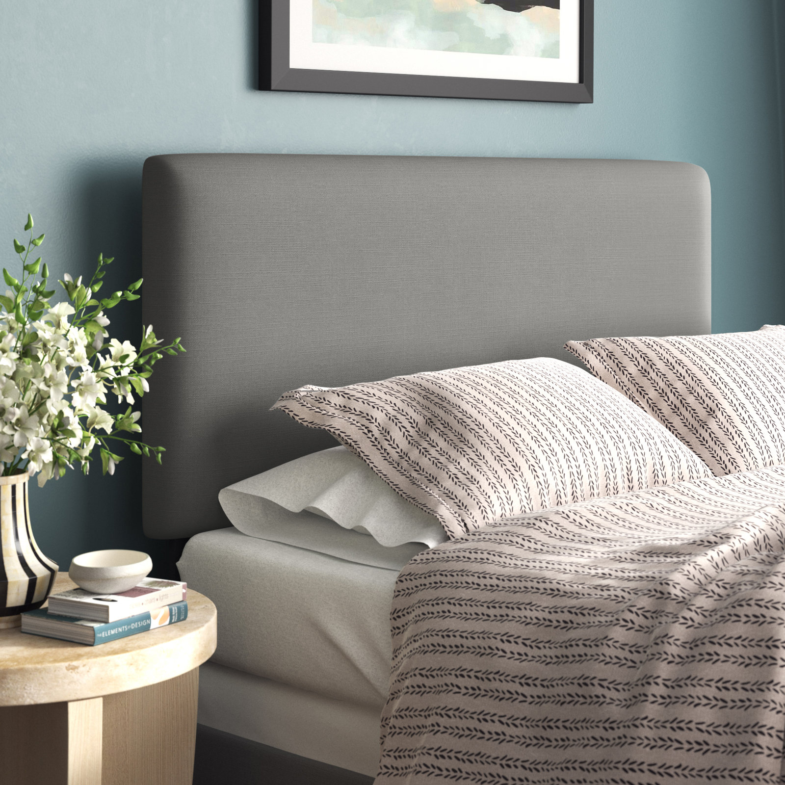 Eisley Upholstered Headboard, Queen, Classic Grey Linen