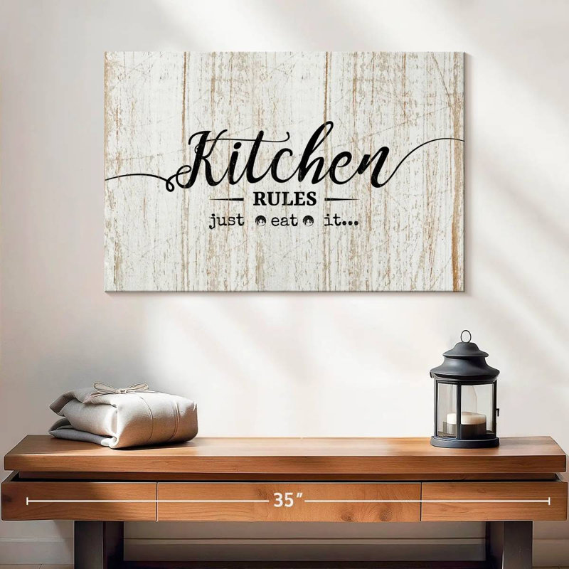 Kitchen Rules Wall Sign Canvas Print, 24" H x 16" W x 1.25" D