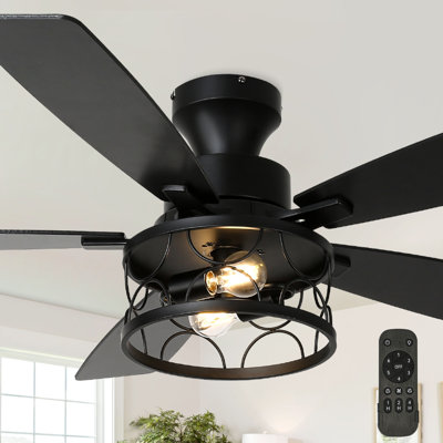 Ventilateur de plafond encastré 52 pales 52 "avec lumières et télécommande, ventilateur d'intérieur et classique réversible 6 vitesses Farmhouse
