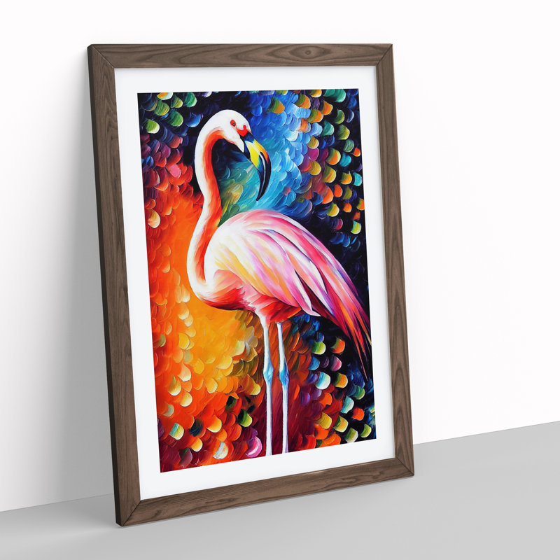 Flamingo Portrait No.3 - Framed Print, 34cm H x 25cm W x 2cm D, Walnut