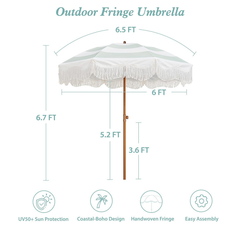 Parasol de terrasse 6,5 pi Boho