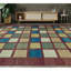 Tapis orange, bleu marine et rouge noué à la main de haute qualité