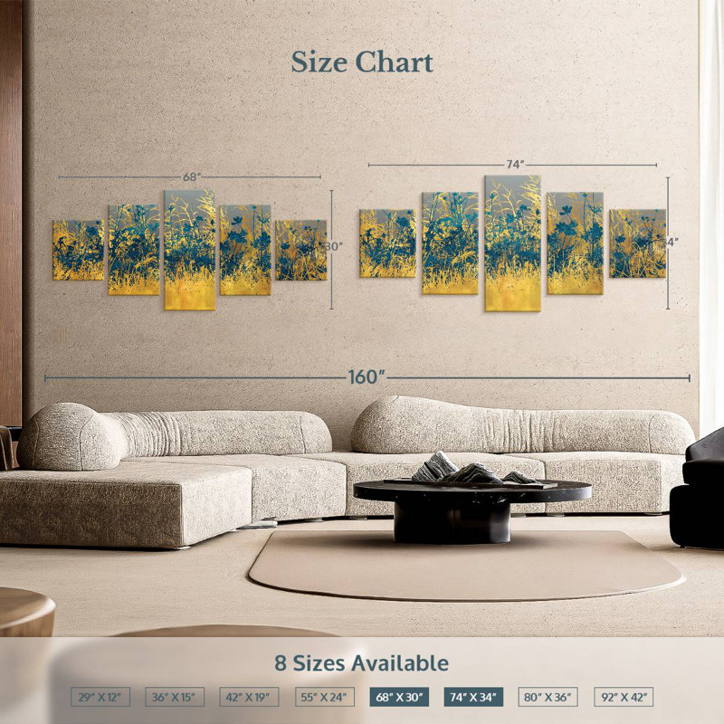 Golden Field Foliage, 34" H x 74" W