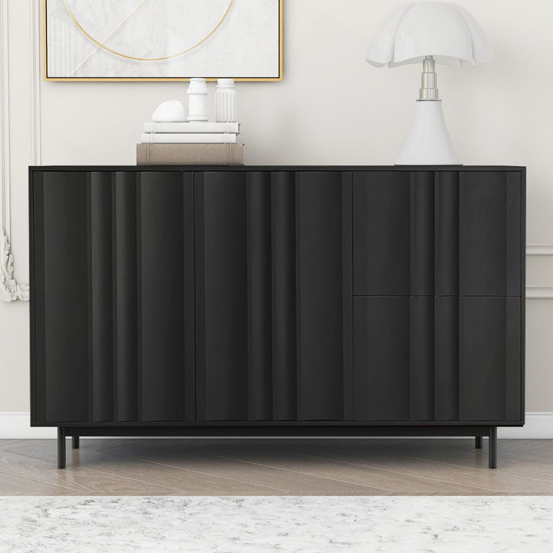 Armoire de rangement Wave avec 2 portes et 2 tiroirs, réglable, Noir