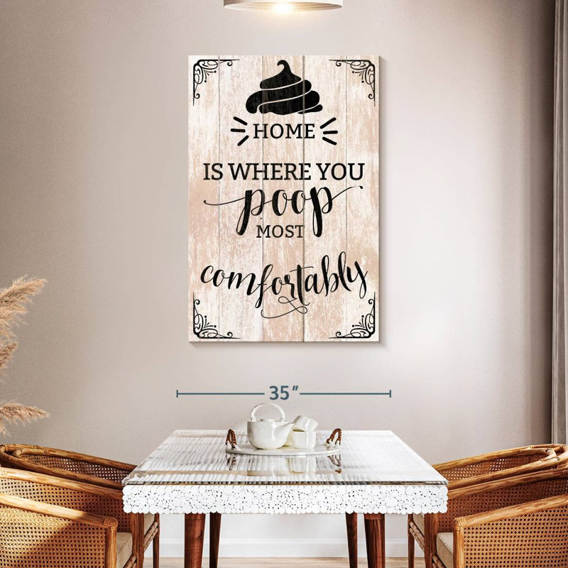 Home Poop Typography Canvas Print, 48" H x 32" W x 1.25" D