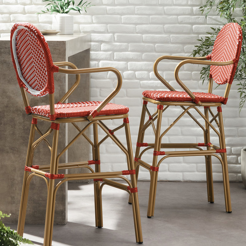 Extérieur et aluminium français, rouge, siège de 29,5 po, rouille, jardin et partie de 2 pour utilisation, aluminium, preuve, caractéristique