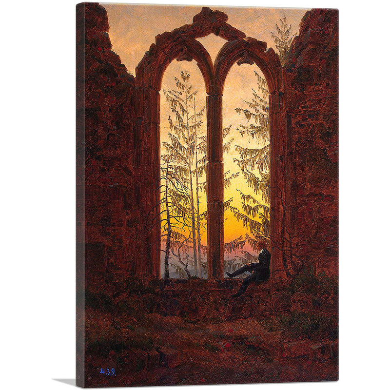 «A Dreamer» par Caspar David Frederick - peinture sur toile tendue, H 18 po x l 12 po x P 0,75 po
