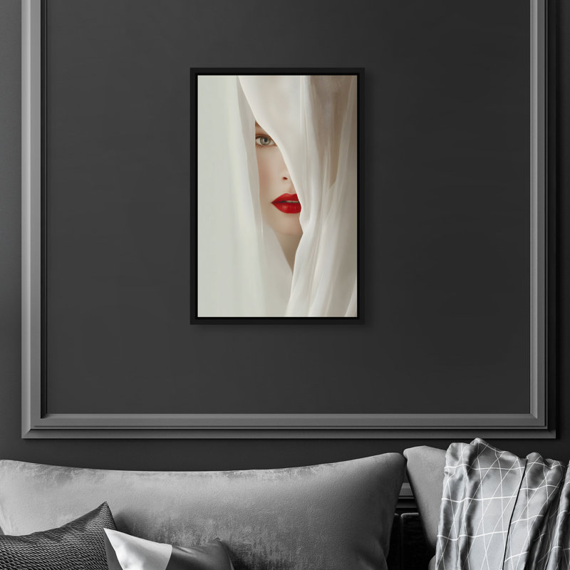Secret Under Silk Canvas Fashion Print by Oliver Gal, Black Frame, 10 x 15, 46"H x 31"W, Black Floater Frame