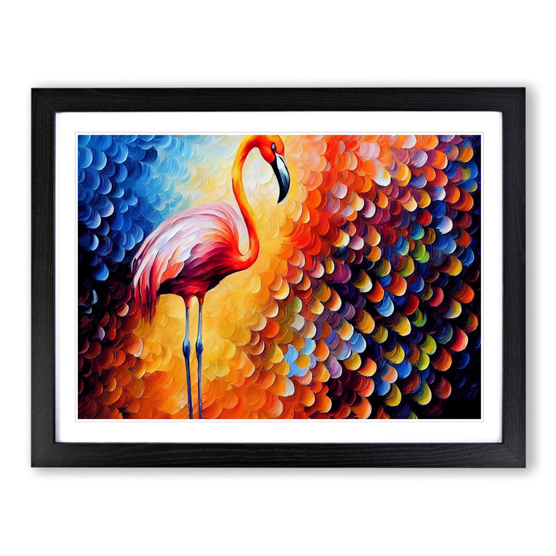 Flamingo Vol.3 Abstract - Single Picture Frame Painting, Black Framed, 46cm H x 64cm W x 2cm D