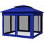 Auvent escamotable 11 pi x 11 pi, abri de patio extérieur avec filet amovible, tente instantanée, arrière-cour bleue