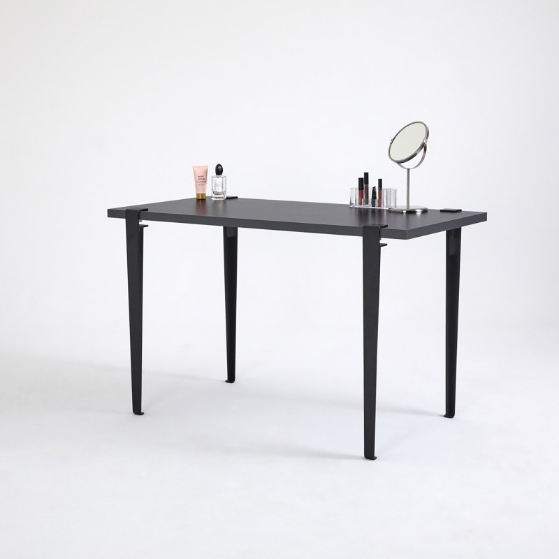 Modern Make-Up Table with 100% Melamine Coated Particle Board, 35.4 x 29.5 x 17.7 inches | Durable Black Steel Clamp Legs | Flat-Pack Furniture for Easy Assembly | Sleek Anthracite Finish, Perfect for Industrial Décor