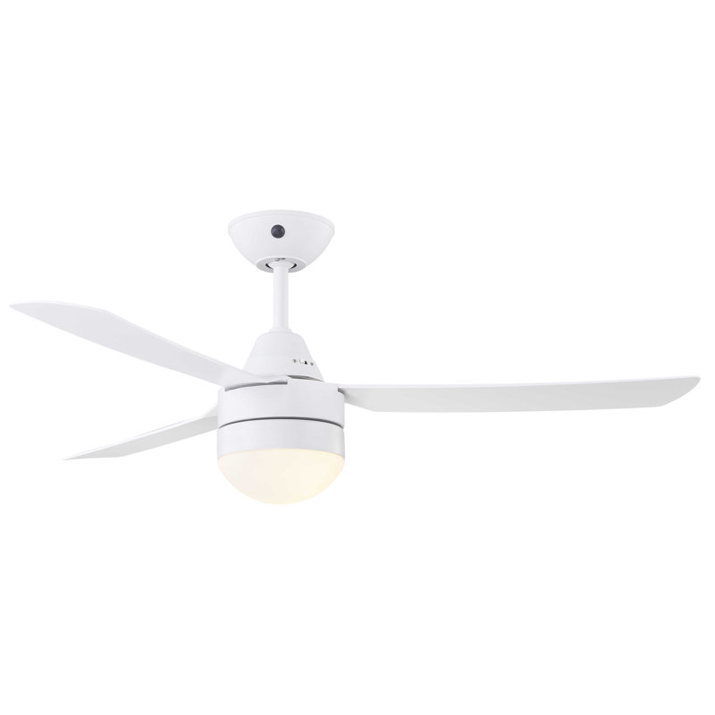 Harlene 122cm Ceiling Fan with Light Kit, White, White