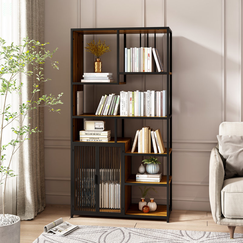 Étagère de rangement polyvalente avec armoire de rangement fermée, Brun