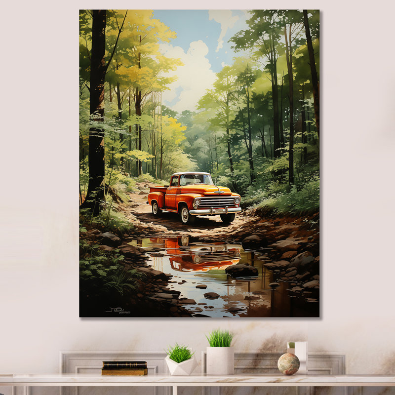 «Xanadu Pickup Truck Whispering Forest II», reproduction sur toile, H 32 po x l 16 po x P 1 po, Toile tendue