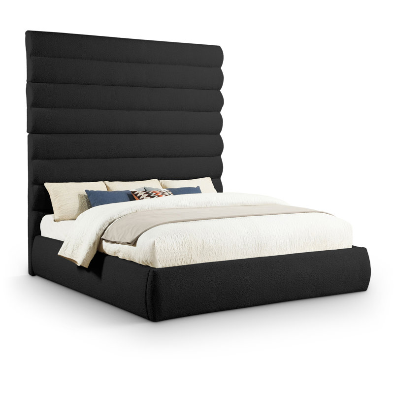 Lit en tissu Adam, Noir, Très grand lit, Boucle Fabric