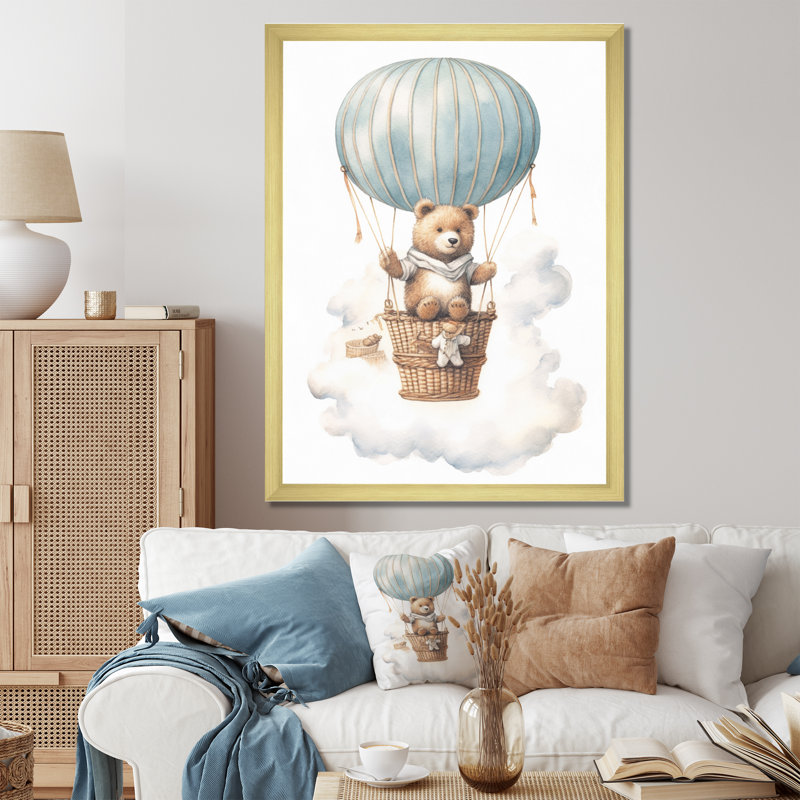 «Nursery Bear Cub Kids Dreams I», reproduction sur toile, H 40 po x l 30 po x P 1,5 po, Cadre doré simple