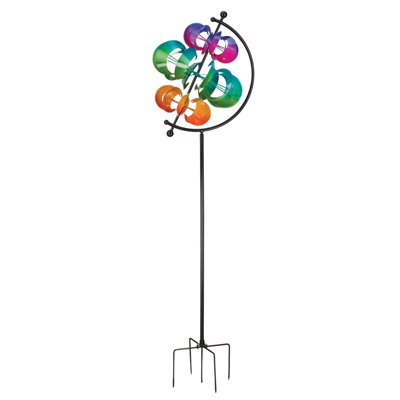 71" Vertical Metal Outdoor Wind Spinner with Powder Coated Weather Resistant Finish and Dual Directional Kinetic Rotors