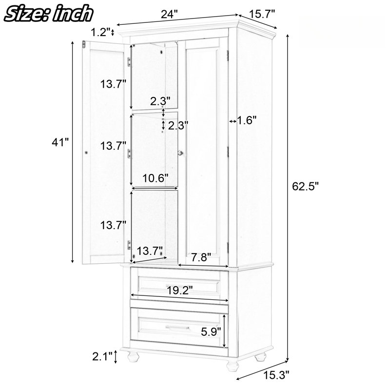 Rivertown Freestanding Bathroom Cabinet with Two Drawers, White