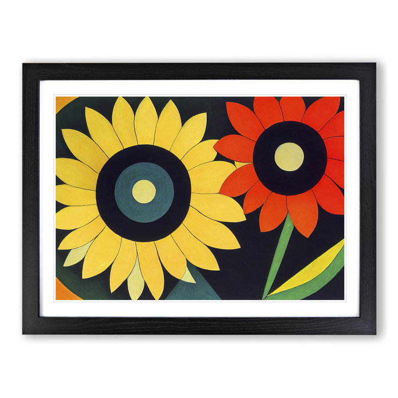Abstract Sunflowers - Framed Print, Black, 46cm H x 64cm W x 2cm D