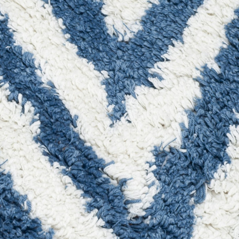Tapis ivoire / bleu touffeté à la main Delane, Carré 7 pi