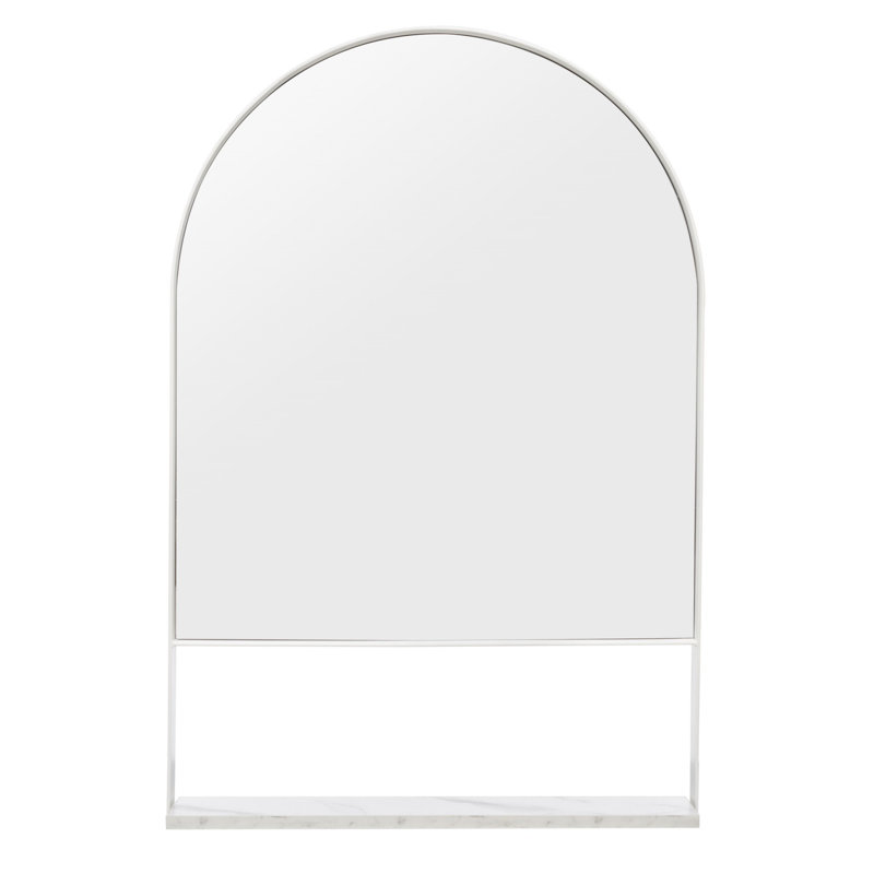 Flemmie Metal Flat Wall Mirror, White