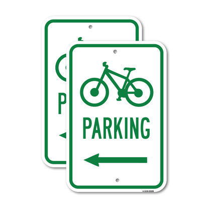 Bicycle Parking with Left Arrow Aluminum Sign