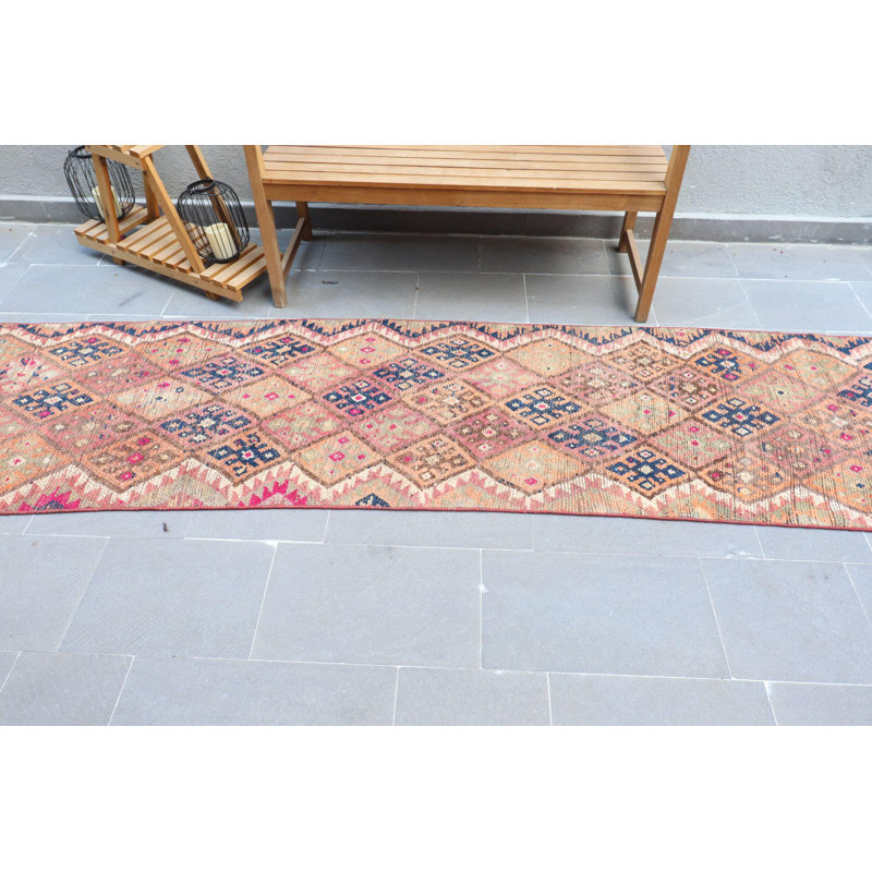 Tapis de couloir turc authentique authentique avec un design complexe pour les couloirs et les entrées