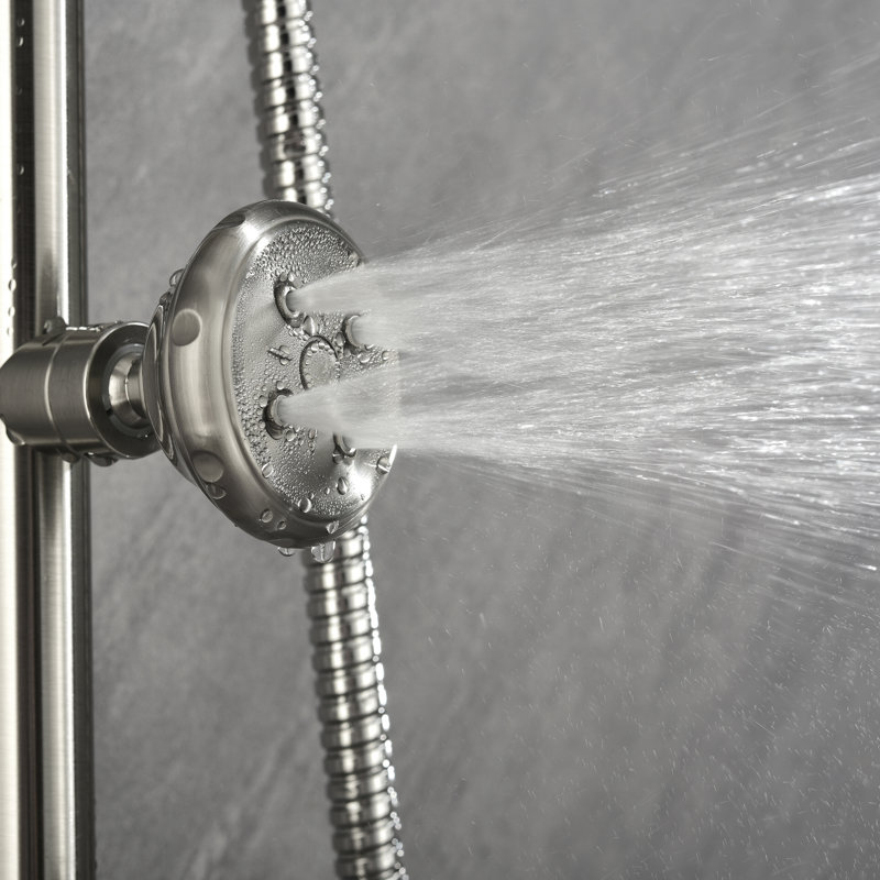 Brushed Nickel Adjustable Height Wall Mounted Shower System