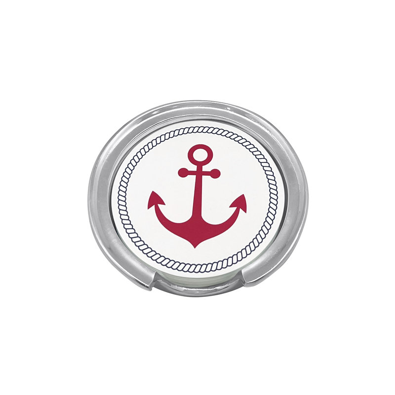High Seas Aluminum Round 40 Piece Coaster Set With Holder