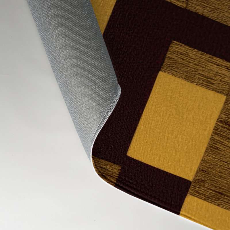 Checkered Brown Indoor and Outdoor Area Rug, Rectangle 9' x 12'