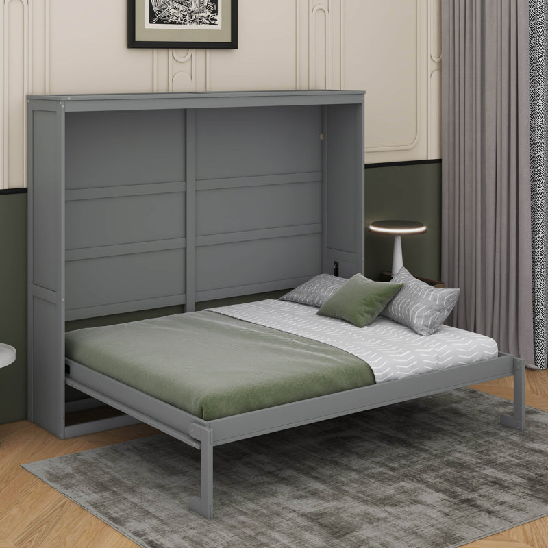 Queen Size Murphy Bed Wall Bed, Gray, Queen