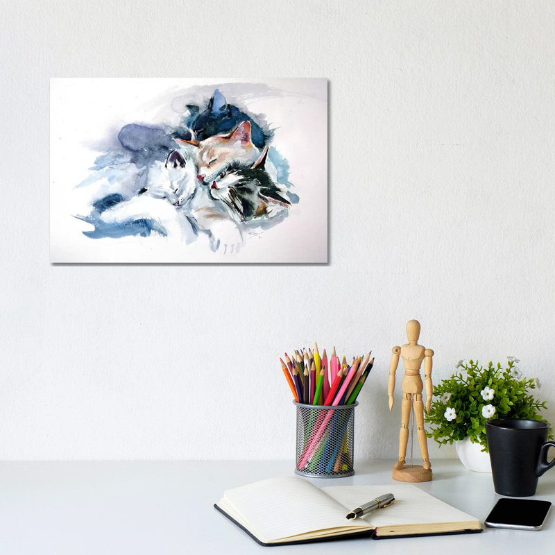 Sleeping Cats by Anna Brigitta Kovacs - Wrapped Canvas Print, 20.32 cm H x 30.48 cm W