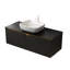 Meuble-lavabo 48 po avec lavabo, finition en comptoir en pierre frittée noire, lavabo en céramique à motif de marbre blanc, portes d'armoire en bois massif à fermeture en douceur, portes, registre-130674948