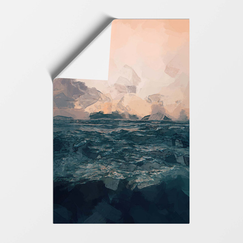 Ocean Beneath a Peach Sky - Frameless Print, 59.4 cm H x 42 cm W