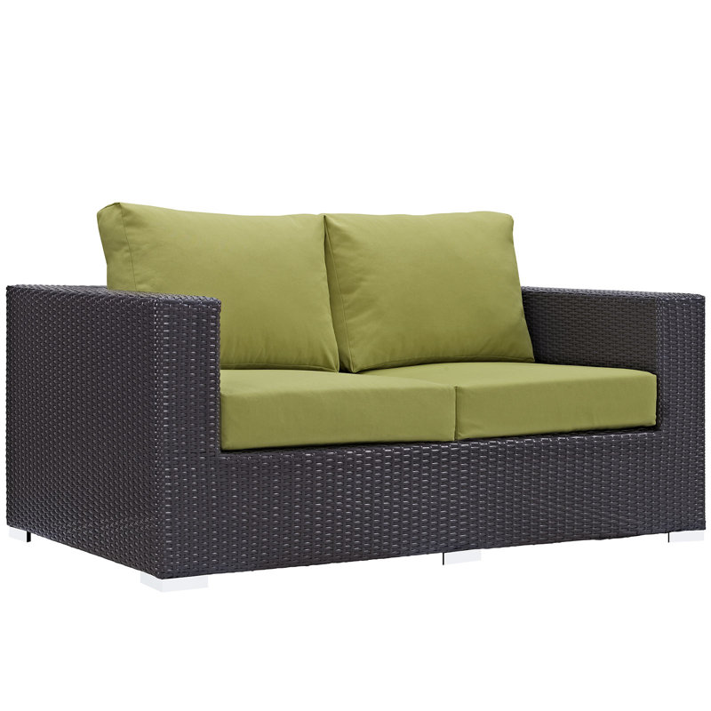 Convene Wicker Rattan Outdoor Patio Loveseat by Modway, Peridot