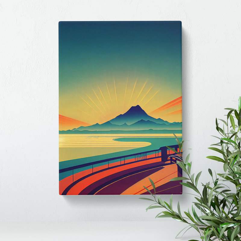 Abstract Sunset Over Mountains No.4 - Wrapped Canvas Print, 50cm H x 35cm W x 3cm D