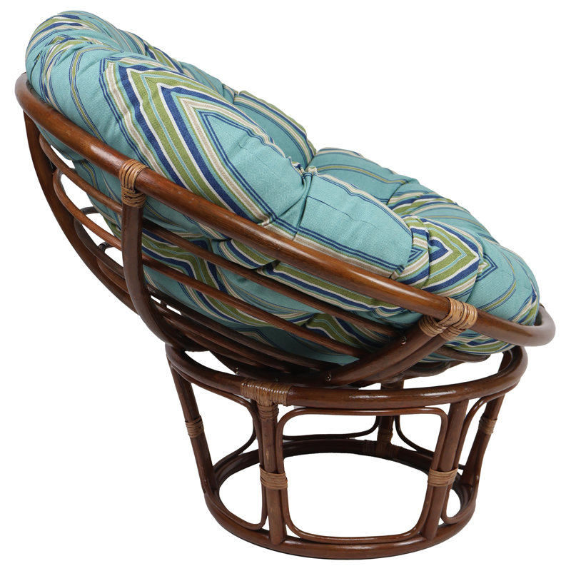 Outdoor Papasan Cushion (Cushion Only), Tan/Green/Blue/Terrace Breeze Striped, 44" W x 44" D