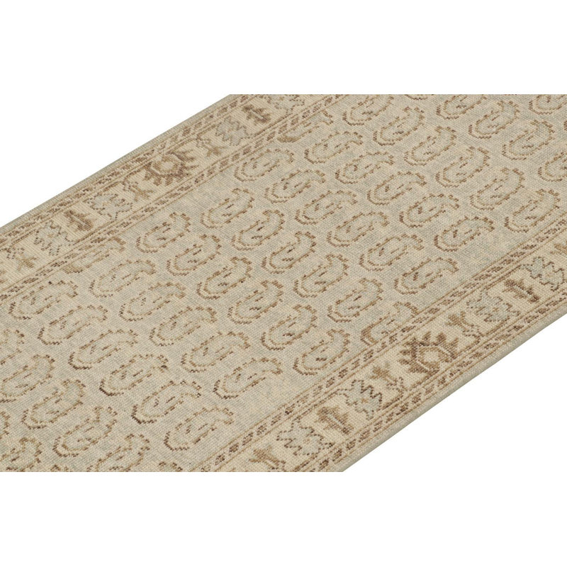 One-of-a-Kind Hand-Knotted Runner 3'1" x 9'11" Cotton Area Rug in Ivory/Brown