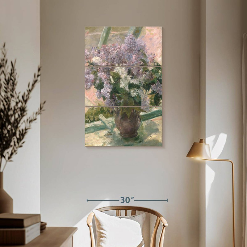 Harnek lilas dans une fenêtre, H 57 po x l 36 po