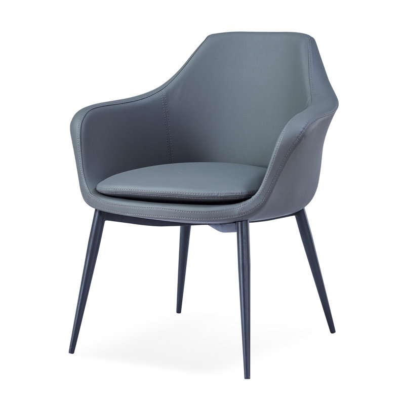 Teegan 19'' H Upholstered Metal Armchair, Gray, Black