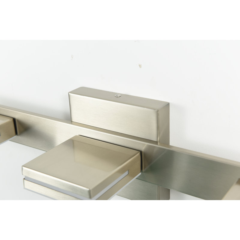 Lumières de meuble-lavabo modernes à DEL à intensité variable pour miroir, Quatre lumières, Nickel brut