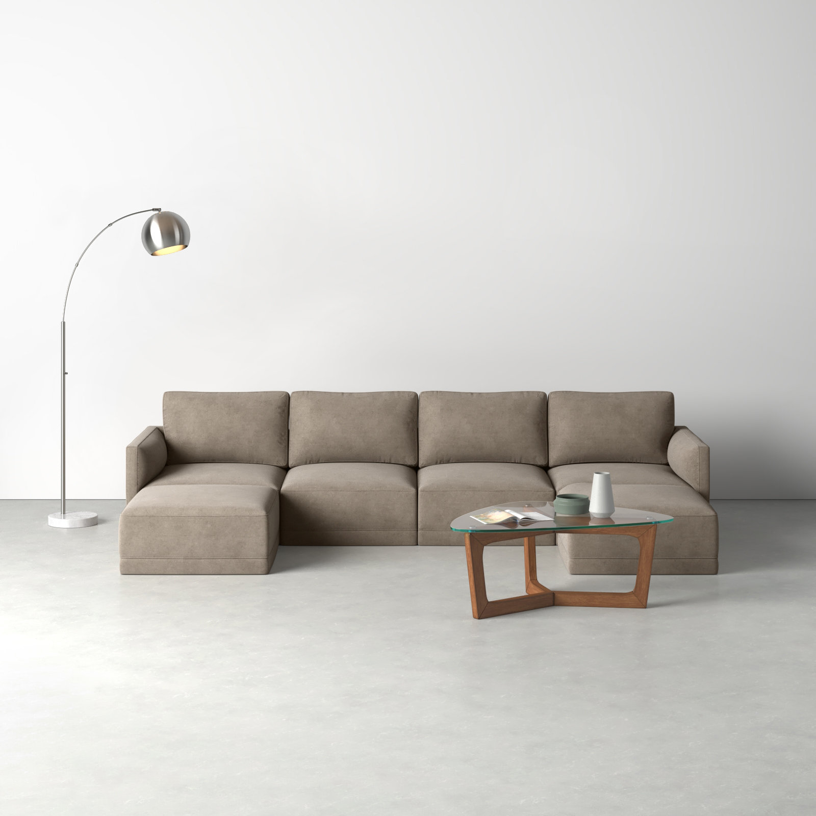 Deirdre Modular Upholstered U-Sectional, Taupe Velvet