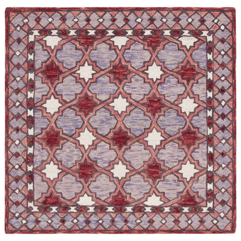 Hand Tufted Wool/Cotton Oriental Rug in Red/Pink, Rectangle 3' x 5'