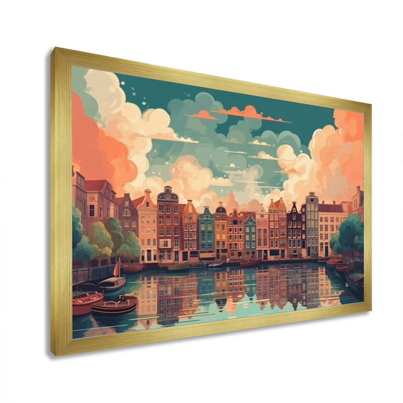 Peaceful Amsterdam III sur toile, Encadrement doré, H 30 po x l 40 po x P 1,5 po
