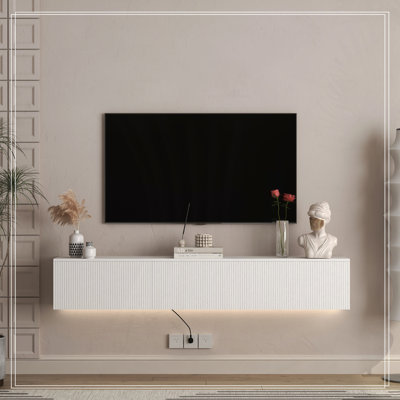 Floating TV Stand Wall Mounted with 16 Color LEDs,69" Modern TV Stand, Floating TV Cabinet Entertainment Center for 55 60 65 Inch TV